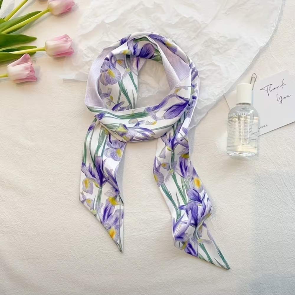 2× Bag Twilly Purse Skinny Scarf Purple Iris